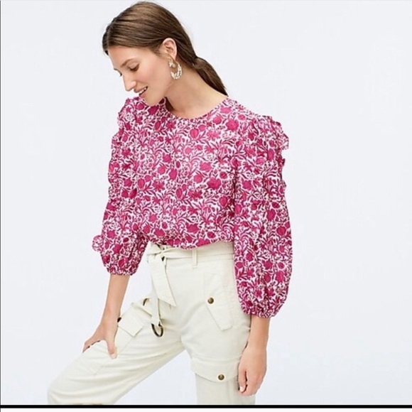 J. Crew Tops - J. CREW Liberty Sambourne Ruffle Sleeve Top S